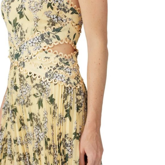 NWT Keepsake lemon yellow floral halter long dress - Picture 4 of 7